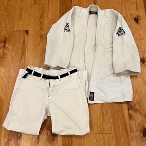 Gracie Jiu Jitsu Official Gi Set Mens A3 34 White Jacket Pants Martial Arts BJJ